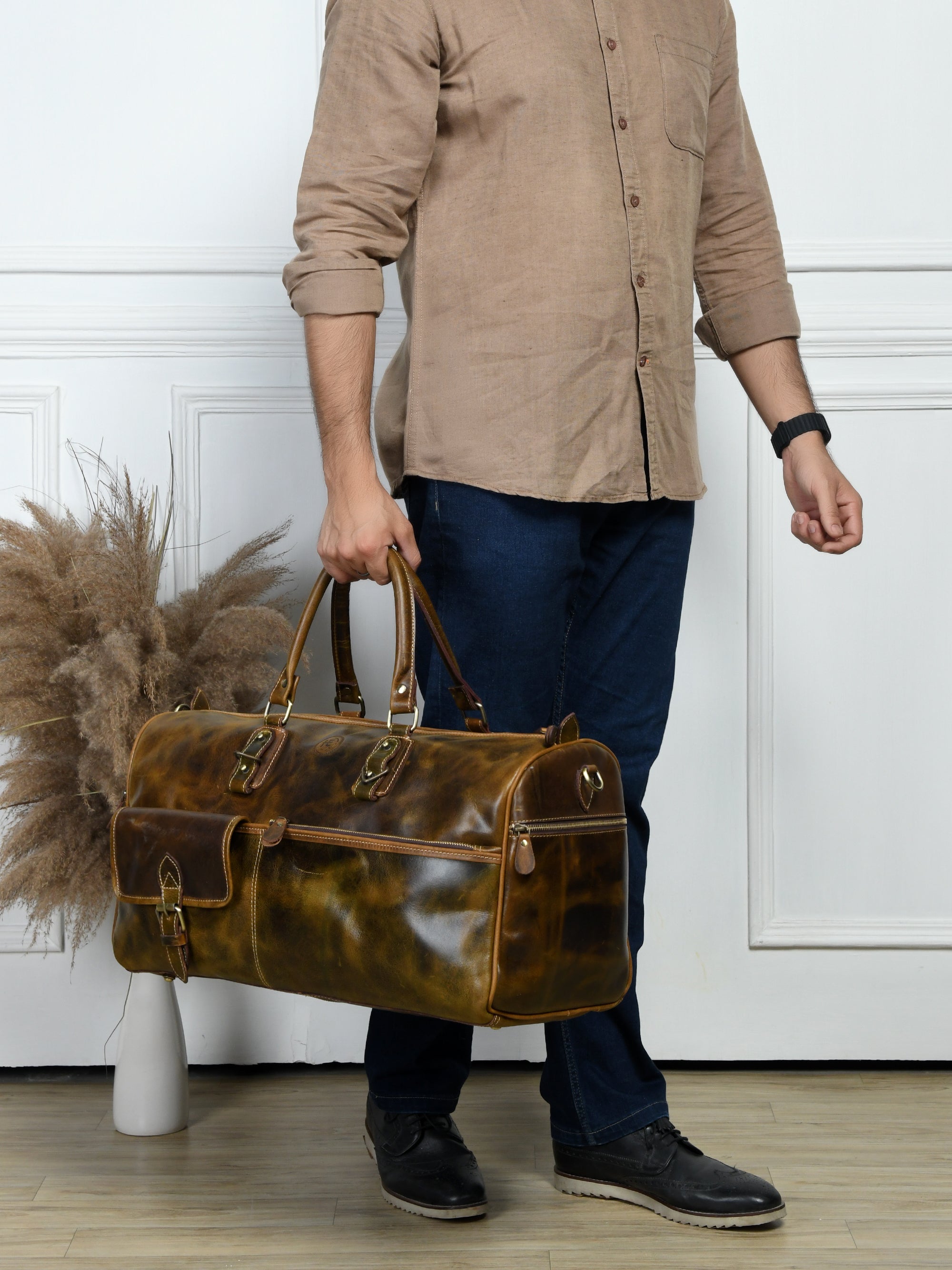The Odyssey Leather Travel Duffel - Brown Colour